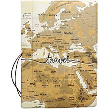 CREATCABIN Passport Holder Goldenrod World Map Travel Passport Case Cover Wallet with Card Case Pouch Elastic Band Closure for Business Credit Cards Boarding Passes Women and Men