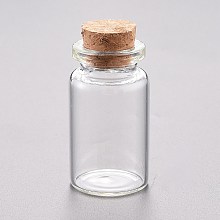 Honeyhandy Glass Bead Containers, with Cork Stopper, Wishing Bottle, Clear, 2.2x3.95cm, Capacity: 8ml(0.27 fl. oz)