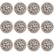 CHGCRAFT 12Pcs Hollow Flower Metal Clothes Button Fashion Hollow Flower Pattern Shank Round Shaped Metal Button Set Sewing Button Sliver