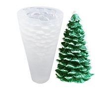 Honeyhandy 3D Christmas Tree DIY Candle Silicone Molds, for Xmas Tree Scented Candle Making, White, 7.5x14.2cm, Inner Diameter: 6.5x13.1cm