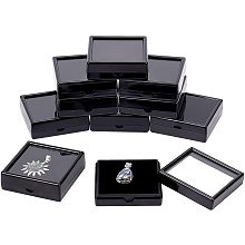 BENECREAT 10PCS Black Gemstone Display Box Square Acrylic Jewelry Box Container(2.4x2.4x0.8") with Clear Top Lids and Sponge Inside for Gems, Coins, Jewelry Packing