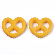 Honeyhandy Resin Cabochons, Imitation Food Biscuits, Heart, Gold, 23~24x25~26x5mm