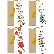 GLOBLELAND 4Set Mushroom Acrylic Pressed Bookmarks Flowers Clear Acrylic Bookmarks Rectangle Book Marker Tags with 4Pcs Tassels for Readers Teachers Graduation Birthday Gift, 120x28mm