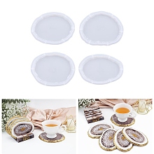 Honeyhandy DIY Cup Mat Silicone Molds, Resin Casting Molds, For UV Resin, Epoxy Resin Craft Making, Oval Pattern, 146.5~148.5x102.5~116x9.5mm, 4pcs/set