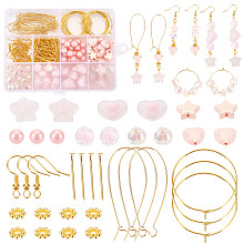 PandaHall Elite 247pcs Pink Earring Making Kit, Dangle Earring Making Supplies with Acrylic Pink Beads Earring Hooks for 30 Pairs Earrings Jewlery Making Kit for Beaded Earrings Making Women Beginner