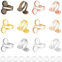 UNICRAFTALE DIY Cuff Ring Making Kit Size 10 1/2 Open Cuff Ring Bezel Tray Brass Finger Ring Base 6 Colors Cabochon Ring Bases with Glass Cabochons Domes Set for Ring Making