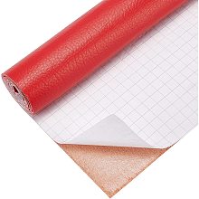 BENECREAT 47x15.75 Inch Red Self Adhesive Synthetic Leather Lychee Pattern PU Leather Fabric Repair Patch for Sofa Couch Car Seat Furniture