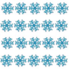 GORGECRAFT 20Pcs Snowflake Patches Christmas Themed Snowflake Iron on Patch Decoration Self Adhesive Embroidered Appliques for Clothing Repair DIY Sewing Crafts Embellishments, Sky Blue