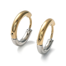 Honeyhandy Ion Plating(IP) Two Tone 304 Stainless Steel Huggie Hoop Earrings, with 316 Surgical Stainless Steel Pins for Women, Golden & Stainless Steel Color, 10 Gauge, 14.5x15x2.5mm