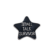 Honeyhandy Halloween Word Small Talk Survivor Enamel Pin, Platinum Alloy Brooch for Backpack Clothes, Star Pattern, 25x28mm