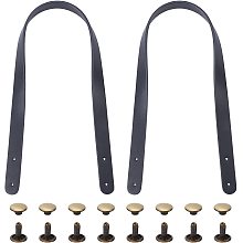 WADORN Leather Bag Strap Replacement, 21.6 Inch Leather Purse Handle Handmade Shoulder Bag Strap Handbag Handle with Rivets DIY Purse Making Supplies, Black