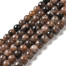 Honeyhandy Natural Chiastolite Beads Strands, Round, 8mm, Hole: 1.2~1.5mm, about 50pcs/strand, 15.75 inch(40cm)