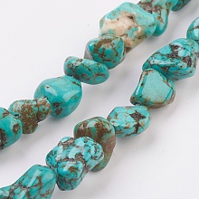 Honeyhandy Natural Magnesite Beads Strands, Dyed & Heated, Nuggets, Light Sea Green, 5~13x5~10x4~9mm, Hole: 1mm, about 43pcs/strand, 15.5 inch