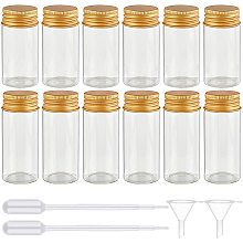 BENECREAT 14 Packs 1oz Glass Sample Bottles Vials Mini Glass Essential Oils Bottles with 2pcs Funnels and 2pcs Transfer Pipettes for Perfume, Small Items