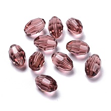 ARRICRAFT Glass Imitation Austrian Crystal Beads, Faceted, Oval, Rosy Brown, 15x9mm, Hole: 0.8~1.4mm