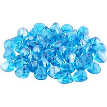 AHANDMAKER Reflective Glass Nuggets, 50 Pcs Mixed Color Fire Glass Pebbles Beads Chips for Vase Fillers, Aquarium Decor or Crafts, Deep Sky Blue