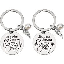 SUPERDANT Love Theme Keychain 1.18" "You Are My Person" Round Stainless Steel Keychain Single Sided Engraved for Couple Valentine's Day Gifts Christmas Thanksgiving Gifts