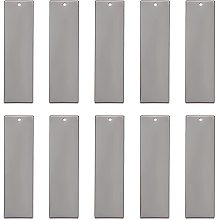 BENECREAT 20 Pack Rectangle Stamping Blanks Brass Tag Charms 1.7x0.4"(43x11mm) with Hole and Storage Box for Necklace Bracelet Dog Tags Making,Gunmetal