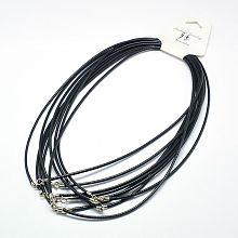 Honeyhandy Waxed Cotton Cords, for Necklace Making, with 925 Sterling Silver Findings and Spring Ring Clasps, Black, 18 inch(45.8cm)