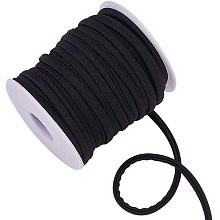 PandaHall Elite 20 Meters 5.0mm Flat Soft Skinny Elastic Cord, Nylon Fabric Stitched Stretchy Lycra Cord (Black)