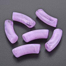 Honeyhandy Transparent Acrylic Beads, Imitation Gemstone Style, Curved Tube, Orchid, 34x11.5x13mm, Hole: 3.5mm, about 150pcs/500g