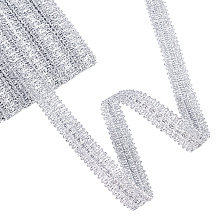 FINGERINSPIRE 20 Yards Trish Sequin Metallic Braid Trim Silver Sequins Lace Ribbon 0.7" Decorated Gimp Trim for Christmas Holiday Decoration Wedding DIY Clothes Accessories Jewelry Crafts Sewing