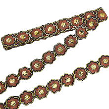 PandaHall Elite 5 Yards Floral Embroidery Lace Trim, 1.6 inch Ethnic Jacquard Ribbon Flower Sewing Craft Edge Trim for Costume Bags Curtain Upholstery Home Decor, Saddle Brown