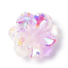 Honeyhandy Luminous Resin Cabochons, AB Color, Glow in the Dark Flower, Plum, 23.5x8mm