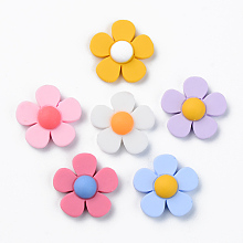 Honeyhandy Resin Cabochons, Opaque, Flower, Mixed Color, 24x24.5x7.5mm