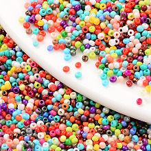 ARRICRAFT 8/0 Glass Seed Beads, Mixed Style, Round Hole, Round, Mixed Color, 8/0, 3~3.5x2~3mm, Hole: 1mm, about 450g/bag