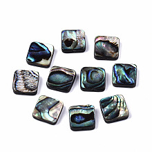 Honeyhandy Natural Abalone Shell/Paua Shell Beads, Square, Colorful, 11.5~12.5x11.5~12.5x3.5mm, Hole: 1mm