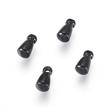 Honeyhandy 304 Stainless Steel Charms, Chain Extender Drop, Teardrop, Electrophoresis Black, 6x3mm, Hole: 1mm