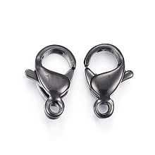 Honeyhandy 304 Stainless Steel Lobster Claw Clasps, Parrot Trigger Clasps, Electrophoresis Black, 15x9x4.5mm, Hole: 2mm