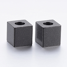 Honeyhandy 304 Stainless Steel Beads, Cube, Electrophoresis Black, 6x6x6mm, Hole: 3mm