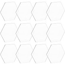 BENECREAT 12PCS 3.4x3.9 Inch Clear Acrylic Sheet 3mm Thick Hexagon Plexiglass Cast Sheet for Decoration, Wedding Table Sign, Coasters and Other DIY Project