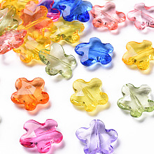 Honeyhandy Transparent Acrylic Beads, Faceted, Flower, Mixed Color, 18.5x18.5x5.5mm, Hole: 1.2mm, about 470pcs/500g