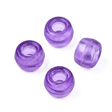 Honeyhandy Transparent Plastic Beads, Barrel, Medium Orchid, 9x6.5mm, Hole: 3.5mm, about 1850pcs/500g