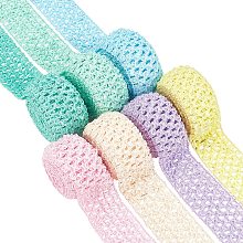 BENECREAT 15 Yards 1.5" Wide Elastic Crochet Headband 7 Macaroon Color Ribbon Crochet Stretch Trim for Hair Accessories and Tutus Dresses, 2.18 Yards per Roll