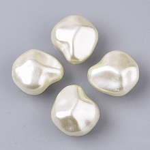 Honeyhandy ABS Plastic Imitation Pearl Beads, Nuggets, Beige, 20x18.5x13mm, Hole: 1.2mm