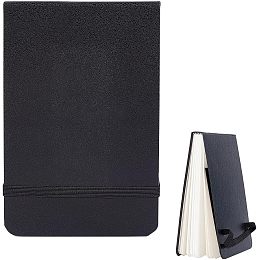 AHANDMAKER Watercolor Journal, 5.7 x 3.7 Inches, 300 GSM, Leather Cover Watercolor Pad Art Sketchbook Portable Watercolor Paper Pad with Band, Rectangle, 24 Sheets, Black