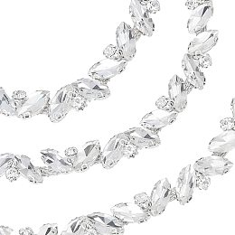 GORGECRAFT 1 Yard Rhinestone Trim Chain Applique Bling Decoration Flexible Sewing Crafts Bridal Costume Embellishment Beaded Trim Sparky Jewelry DIY Shiny Crystal for Necklace Wedding（Clear