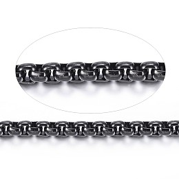 Honeyhandy 304 Stainless Steel Venetian Chains, Box Chains, Unwelded, with Spool, Square, Electrophoresis Black, 2x2x1mm, about 32.8 Feet(10m)/roll