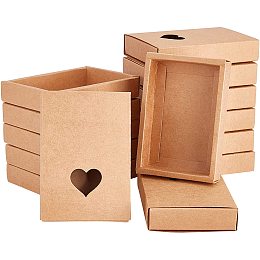 BENECREAT 15 Pack Kraft Brown Drawer Box with Heart Shape PVC Window Jewelry Candy Snacks Boxes Small Gift Boxes(4.5x3x0.8") for Crafts Jewelry