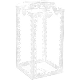 BENECREAT 24PCS Clear Wedding Boxes with Bowknot Pattern 6x3x3inch Rectangle PVC Transparent Gift Boxes for Candy Chocolate Valentine Gift Wrapping