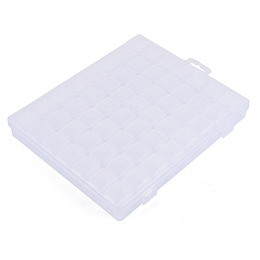 Honeyhandy Rectangle Polypropylene(PP) Bead Storage Containers, with Hinged Lid and 56 Grids, Each Row Has 8 Grids, for Jewelry Small Accessories, Clear, 21x17.5x2.7cm