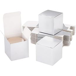 PandaHall Elite 30pcs Sliver Mini Cardboard Boxes 2x2x2 inch Christmas Gift Box Cookie Bakery Boxes Candy Boxes Cake Containers for Christmas Party Favors Cupcakes Chocolate Weddings Birthday Easter