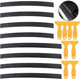 arricraft 8 Pcs Car Door Sill Scuff Guard, Carbon Fiber Paint Threshold Guard Universal Car Door Sill Protector Strip with Plastic Scraper for Most Cars