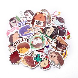 Honeyhandy Autumn Theme Waterproof Self Adhesive Paper Stickers, for Suitcase, Skateboard, Refrigerator, Helmet, Mobile Phone Shell, Colorful, Hedgehog Pattern, 44~75x44~68x0.2mm, about 50pcs/bag