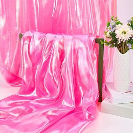 NBEADS About 4.4 Yard(4m) Iridescent Holographic Gauze Fabric, About 59 Inch Wide Laser Polyester Fabric Solid Sheer Polyester Fabric Bolt for Wedding Dress Decoration DIY Crafts, Deep Pink