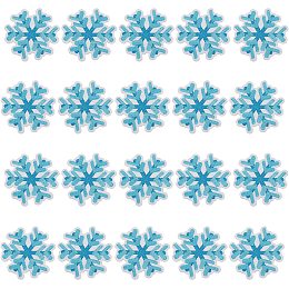 GORGECRAFT 20Pcs Snowflake Patches Christmas Themed Snowflake Iron on Patch Decoration Self Adhesive Embroidered Appliques for Clothing Repair DIY Sewing Crafts Embellishments, Sky Blue